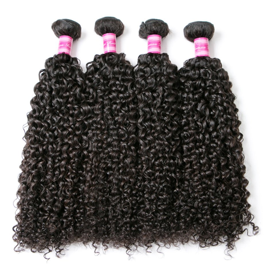 Vanlov Hair-Vanlov Hair Kinky Curly 4 Bundles Natural Black Human Hair Bundles