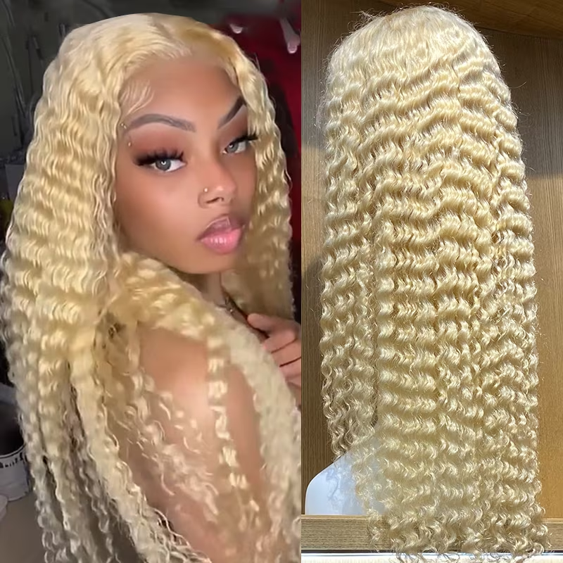 blonde deep wave lace front wig