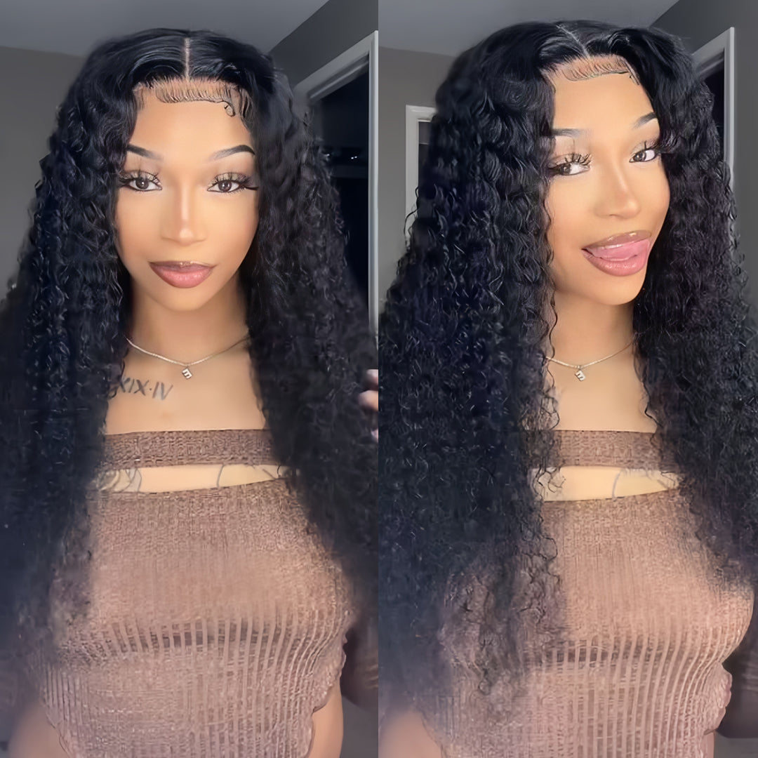 Deep Curly Glueless Lace Wig Wear and Go HD Lace Wig Pre Cut Lace Closure Wigs With Natural Hairline Beginner Friendly