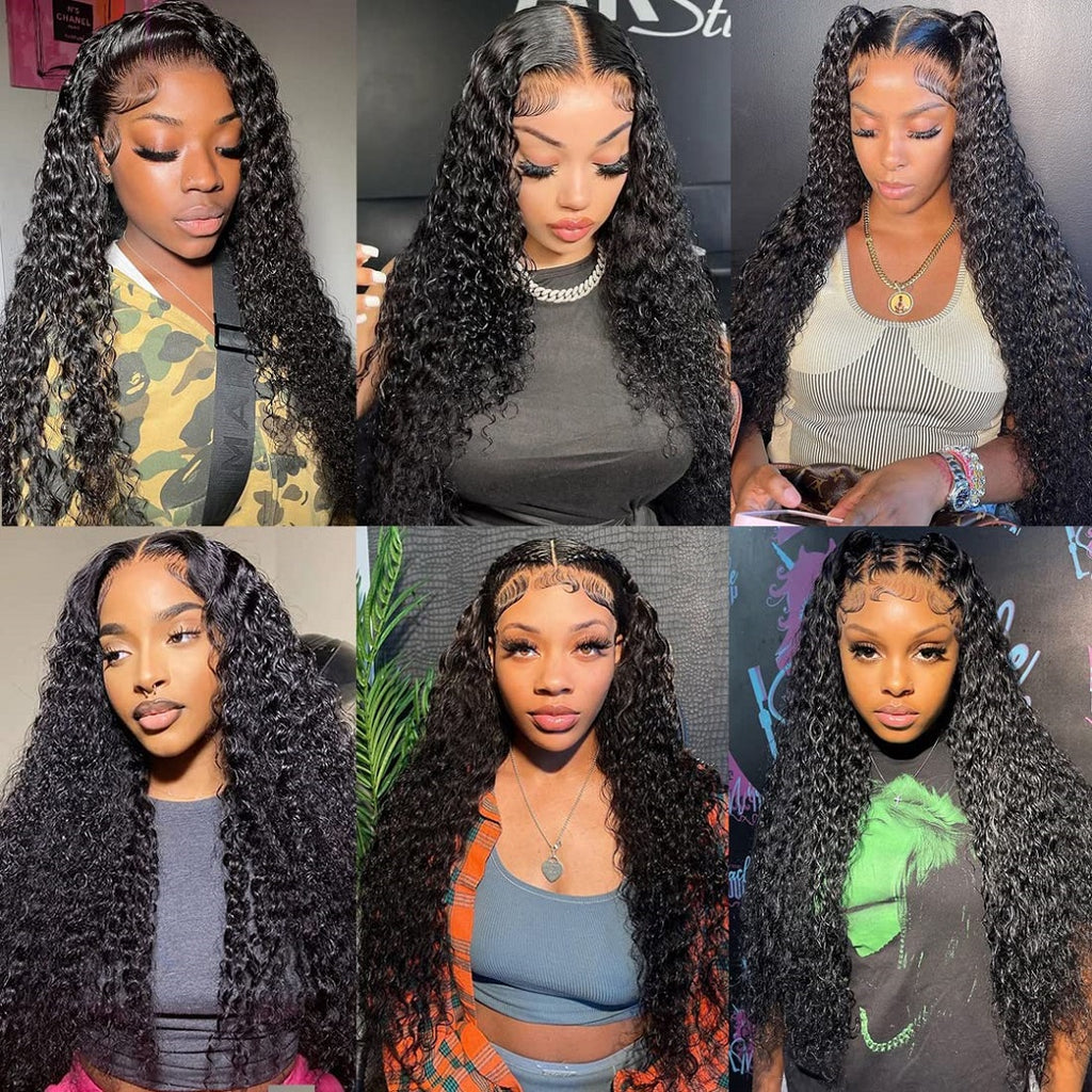 Glueless Water Wave Lace Front Wigs Human Hair 