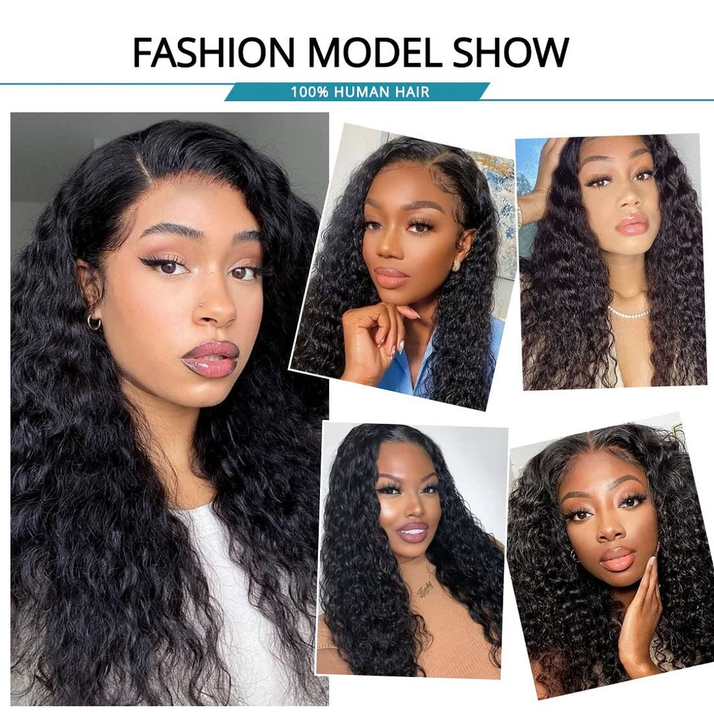 glueless deep wave lace front wigs human hair