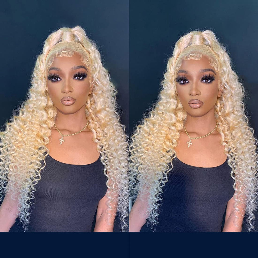 water wave 360 lace blonde wig