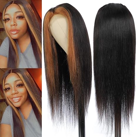 #30/1B Skunk Stripe Wig Highight Ombre Color Wigs Human Hair Lace Front Colored Wigs Human Hair Lace Front Wig