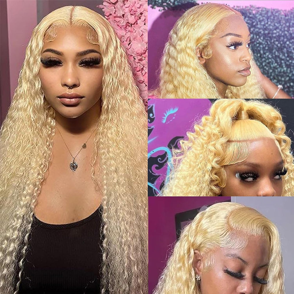 water wave 360 blonde wig