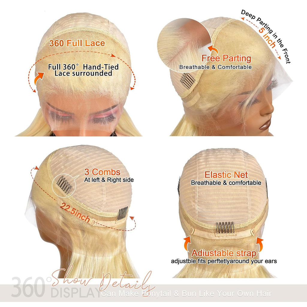 water wave 360 blonde wig