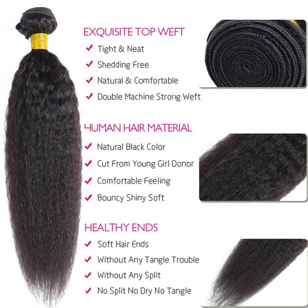 Vanlov Hair-4 Bundles 100% Virgin Yaki Straight Human Hair