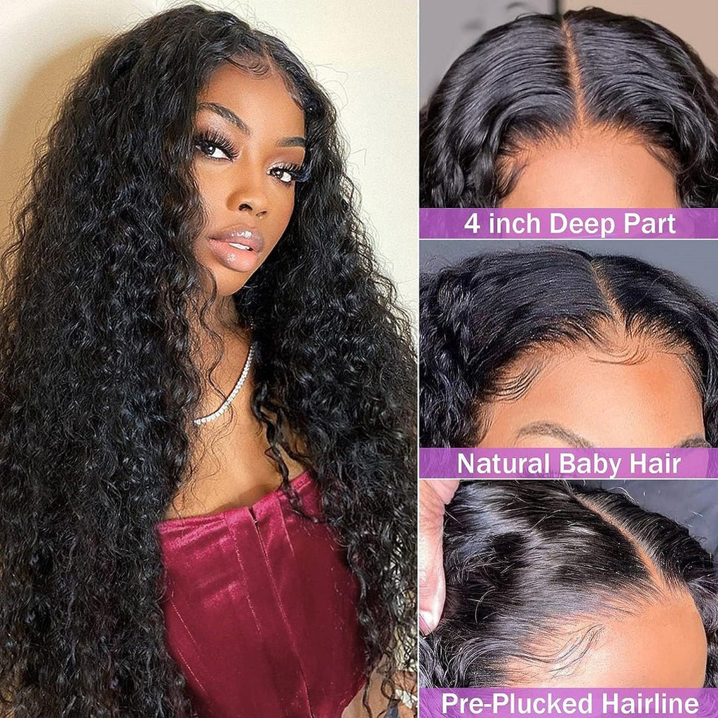 Vanlov Hair-Deep Wave HD Lace Wig 100% Human Hair Wigs for Black Women Human Hair with Baby Hair