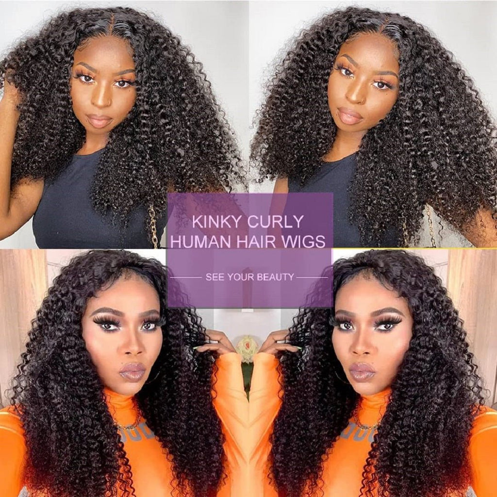 Vanlov Hair-Kinky Curly HD Lace Wig 100% Human Hair Wigs for Black Women Human Hair with Baby Hair