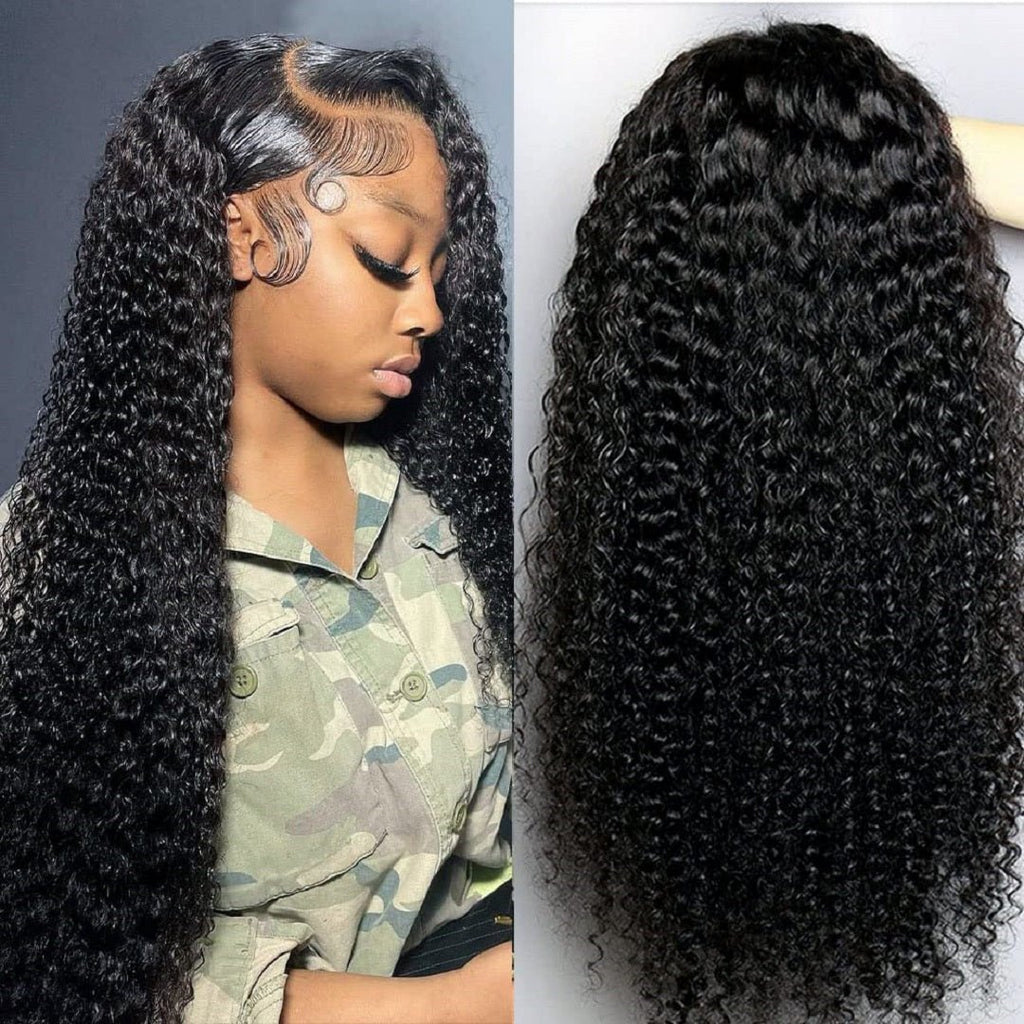 Vanlov Hair-Kinky Curly HD Lace Wig 100% Human Hair Wigs for Black Women Human Hair with Baby Hair