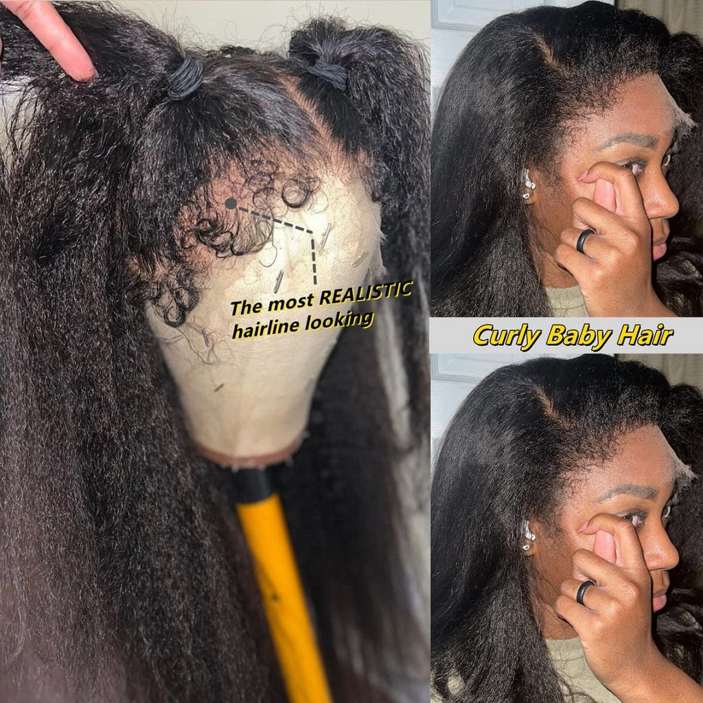Vanlov Hair-Kinky Straight 13x4/13x6 HD Lace Front Wigs Human Hair 150%-200% Density