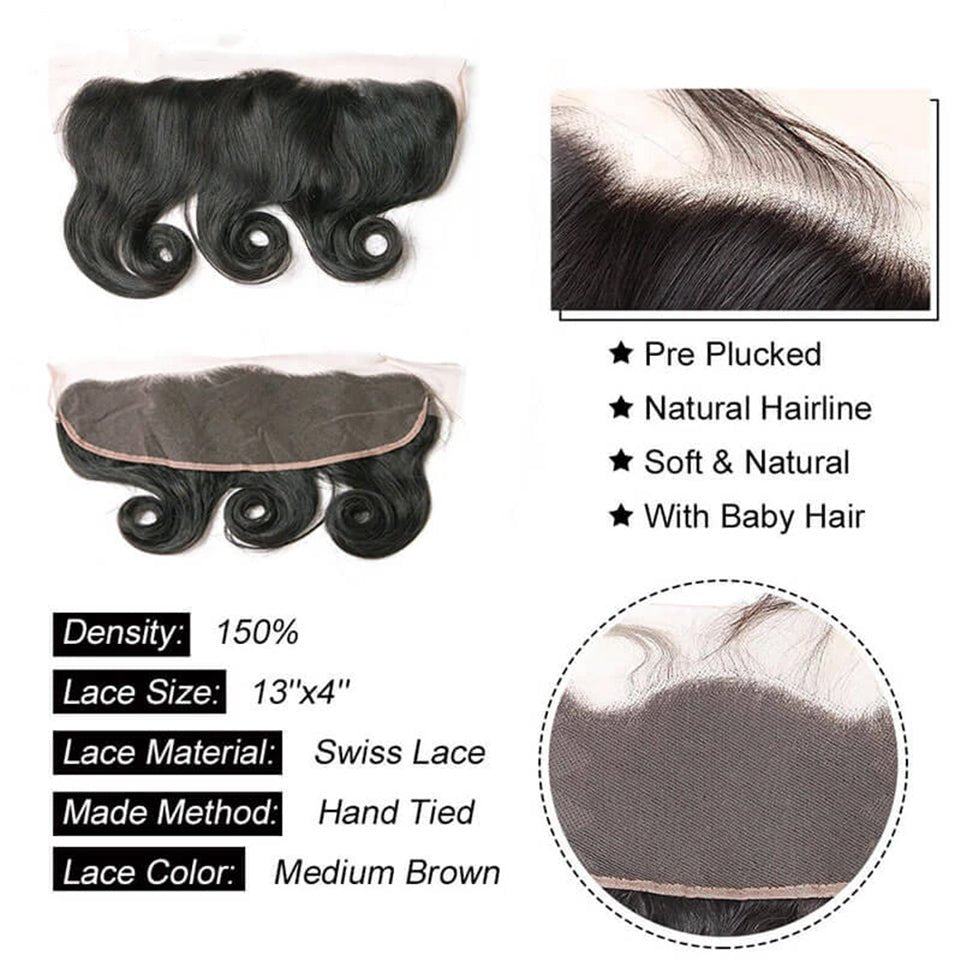 Vanlov Hair-Vanlov 12A Grade Virgin Hair 4 Bundles With 13X4 Lace Frontal Loose Wave Natural Black