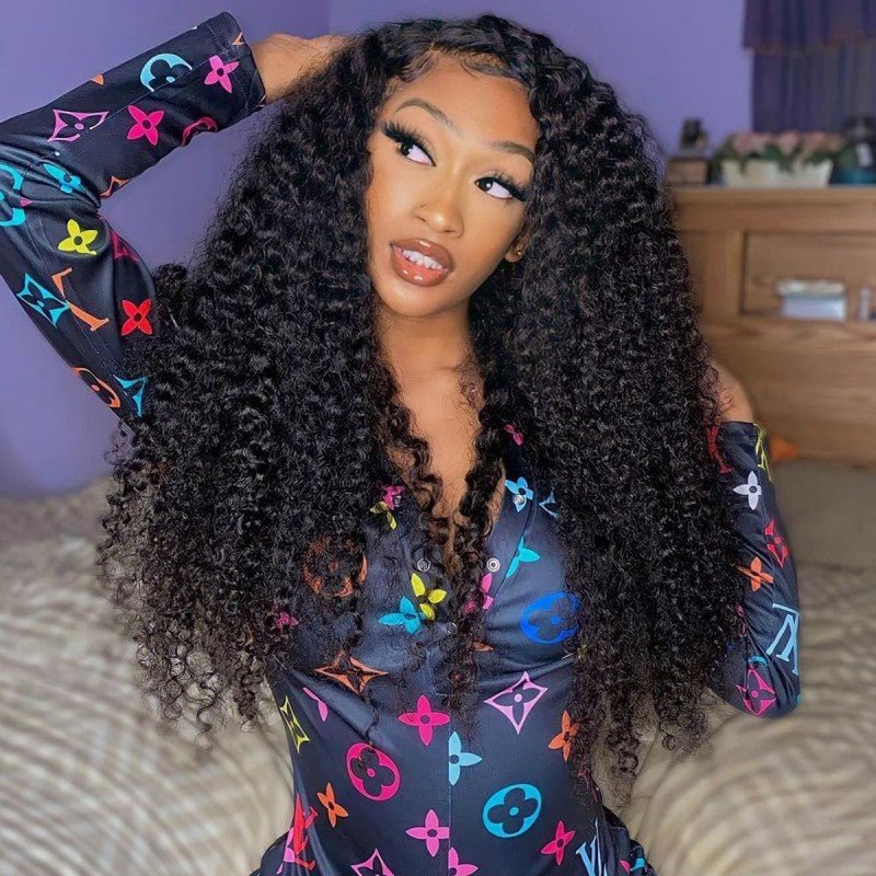 Vanlov Hair-Vanlov 13X6 Lace Frontal Wigs Afro Kinky Curly Wigs Pre Plucked With Baby Hair 150%-250% Denisty