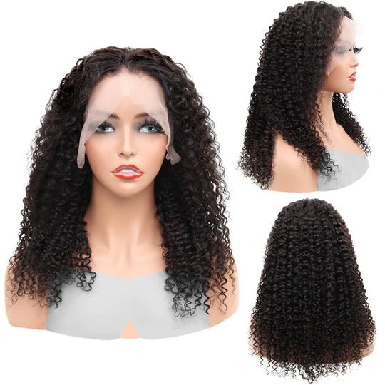 Vanlov Hair-Vanlov Afro Curly Hair Kinky Curly 13x4 Lace Front Wig Natural Black 150% Density
