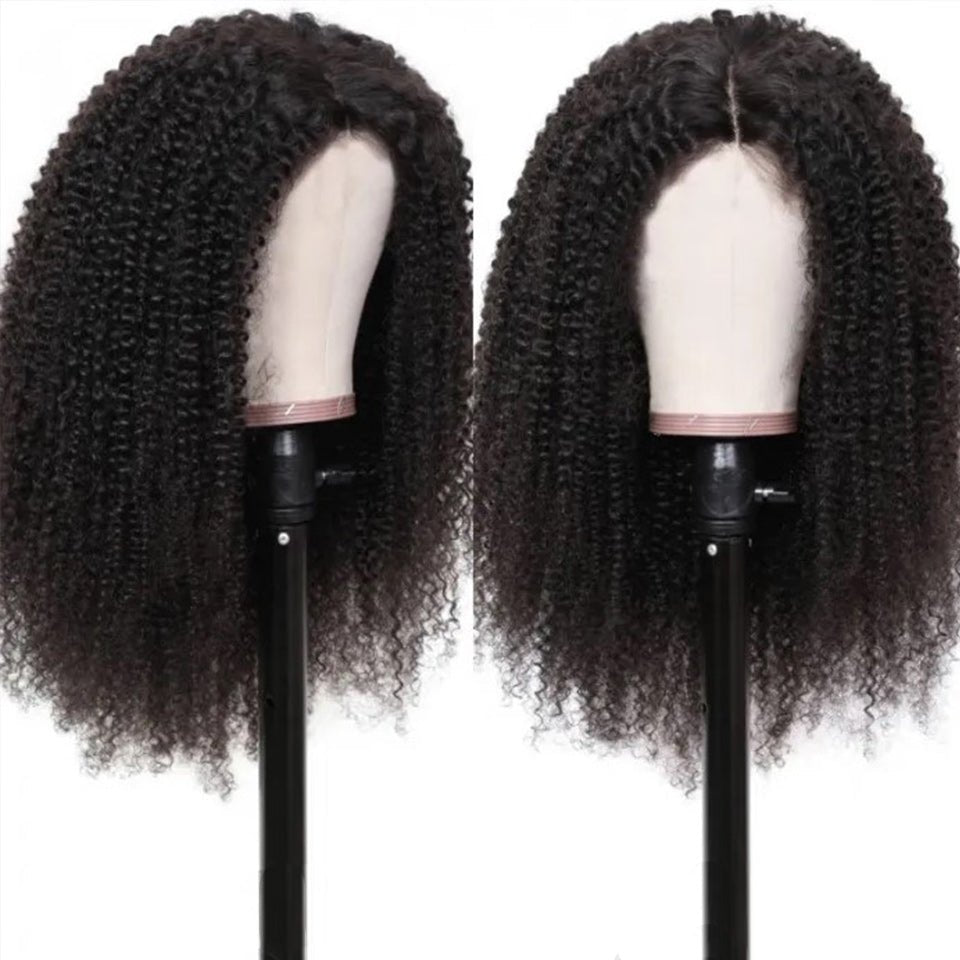 Vanlov Hair-Vanlov Glueless Wear And Go Kinky Curly Lace Frontal Wigs 150%-250% Density