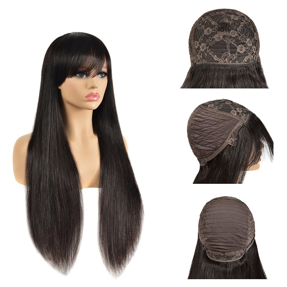 Vanlov Hair-Vanlov Hair 12A Grade Smooth Straight Hair Wig Virgin Human Hair 150% Density Machine Wig