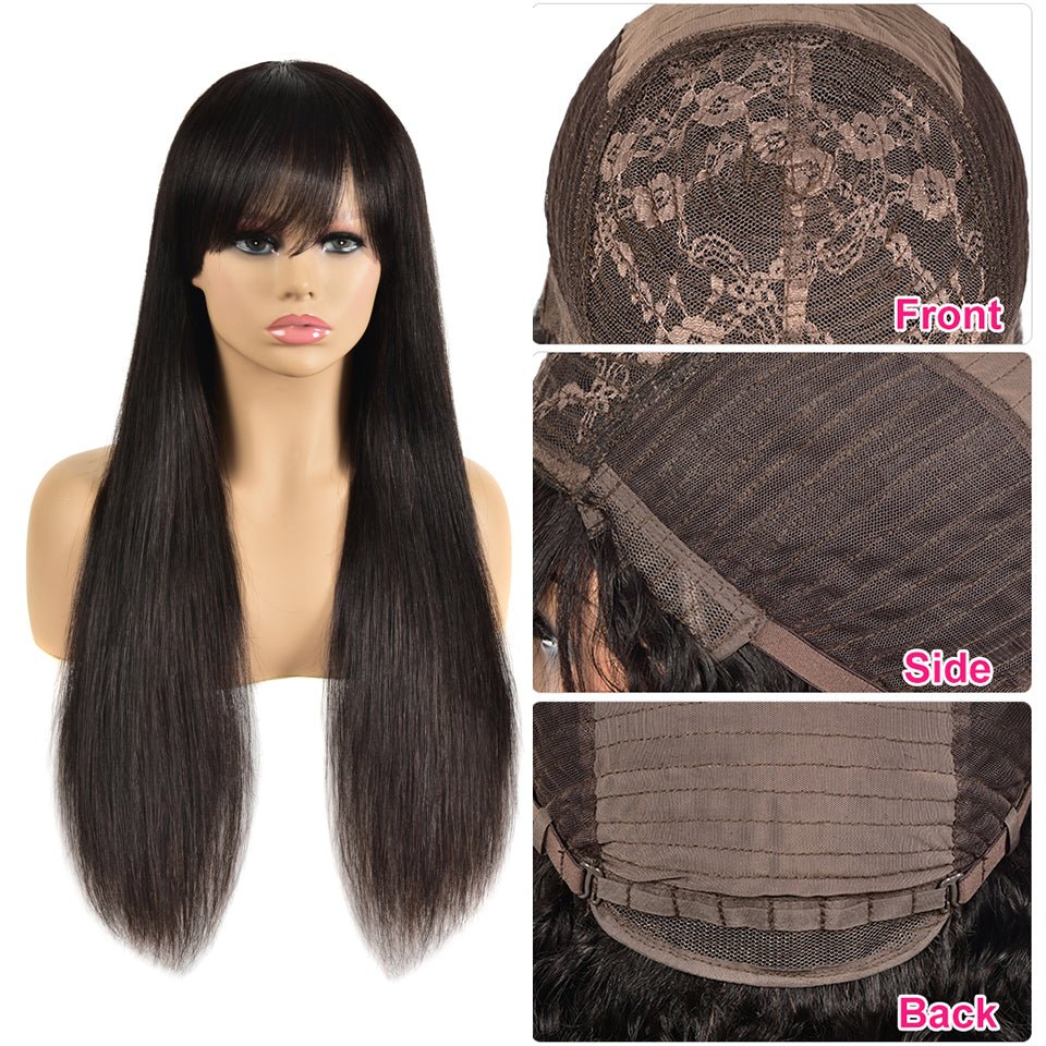 Vanlov Hair-Vanlov Hair 12A Grade Smooth Straight Hair Wig Virgin Human Hair 150% Density Machine Wig