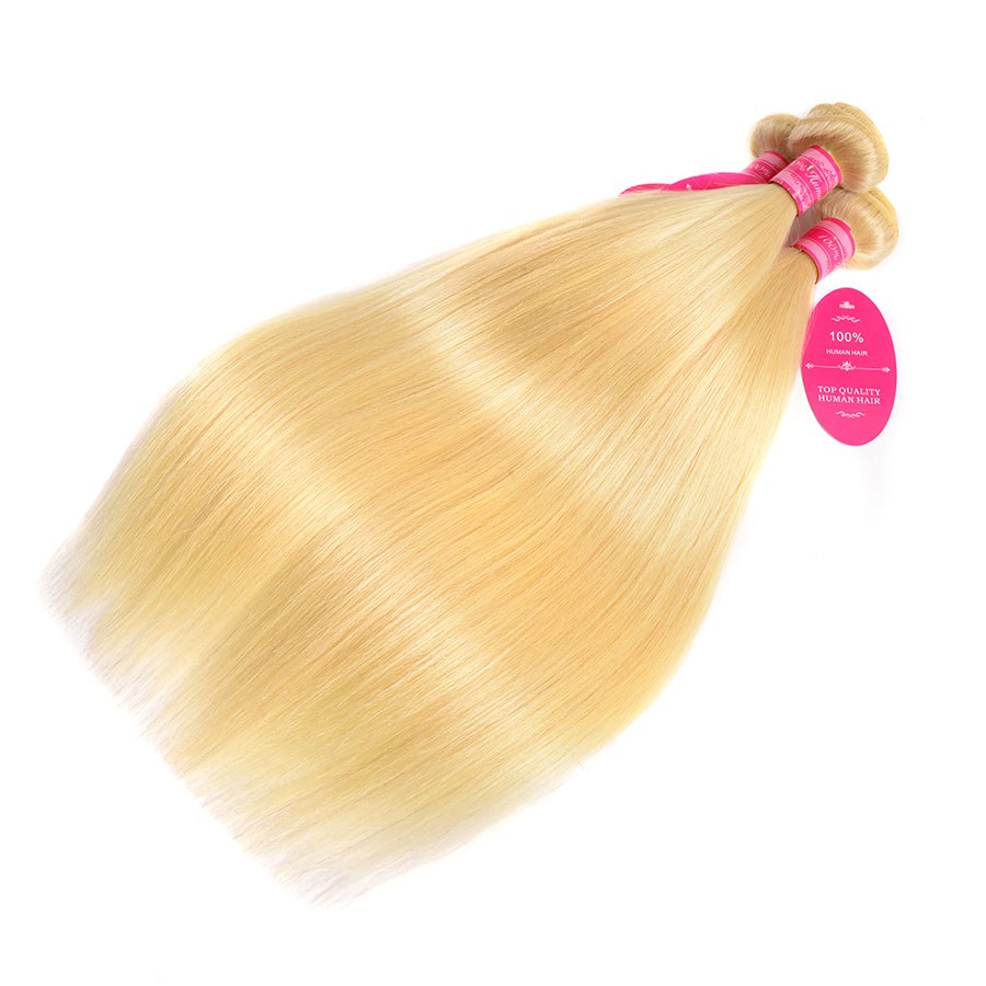 Vanlov Hair-Vanlov Hair 4 Bundles With 13X4 Lace Frontal Straight Virgin Human Hair 613 Blonde