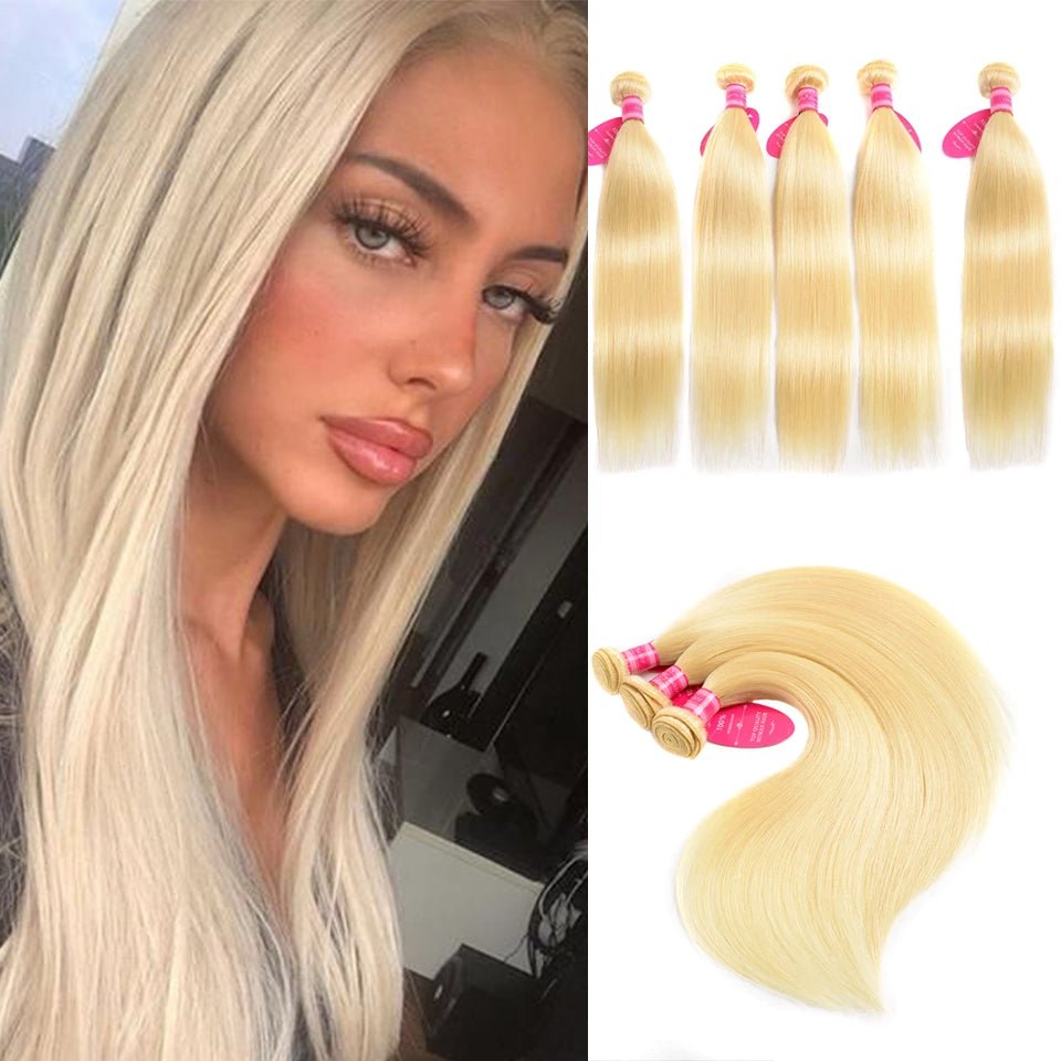 Vanlov Hair-Vanlov Hair 5 Bundles 613 Blonde Straight Virgin Human Hair
