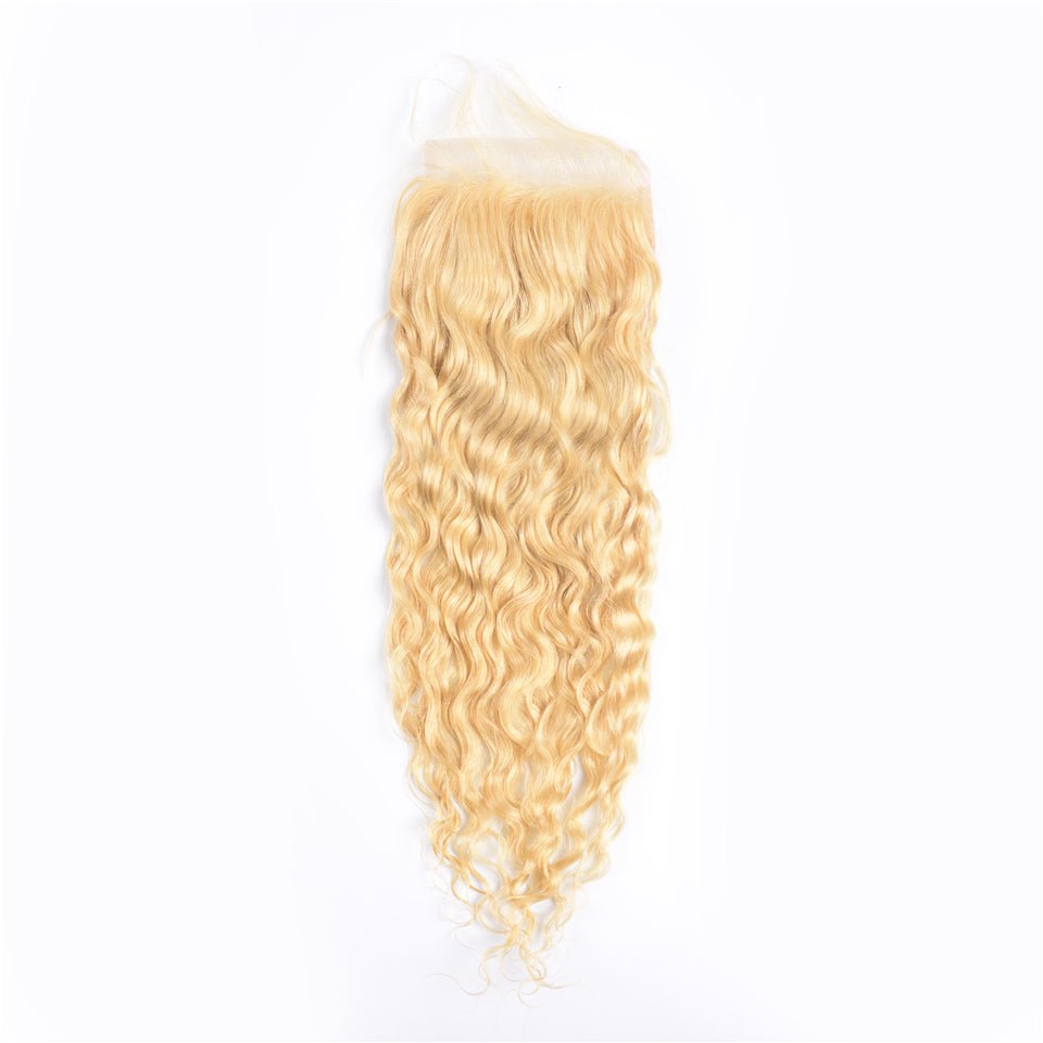 Vanlov Hair-Vanlov Hair 613 Blonde 100% Virgin Human Hair 4X4 Closure Water Wave