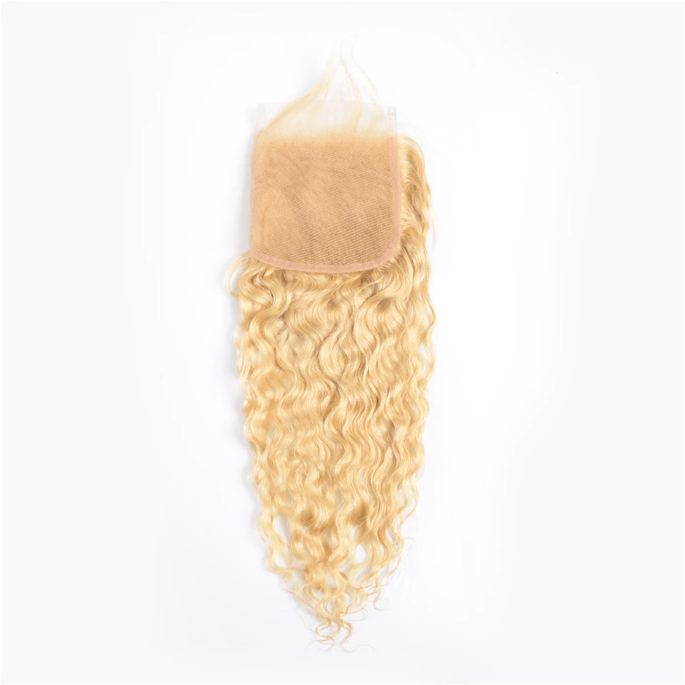 Vanlov Hair-Vanlov Hair 613 Blonde Deep Wave 4 Bundles With Closure Virgin Human Hair