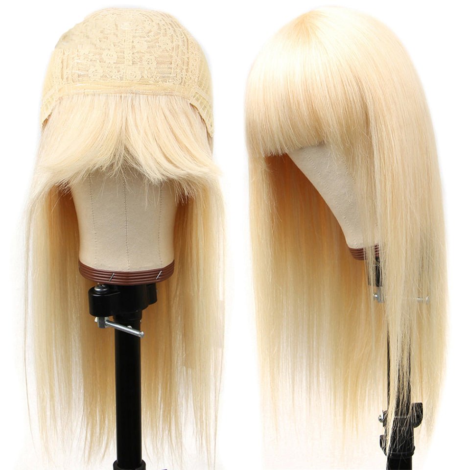 Vanlov Hair-Vanlov Hair 613 Blonde Straight Human Hair Wigs With Bangs No Lace Wig 8-30 Inch