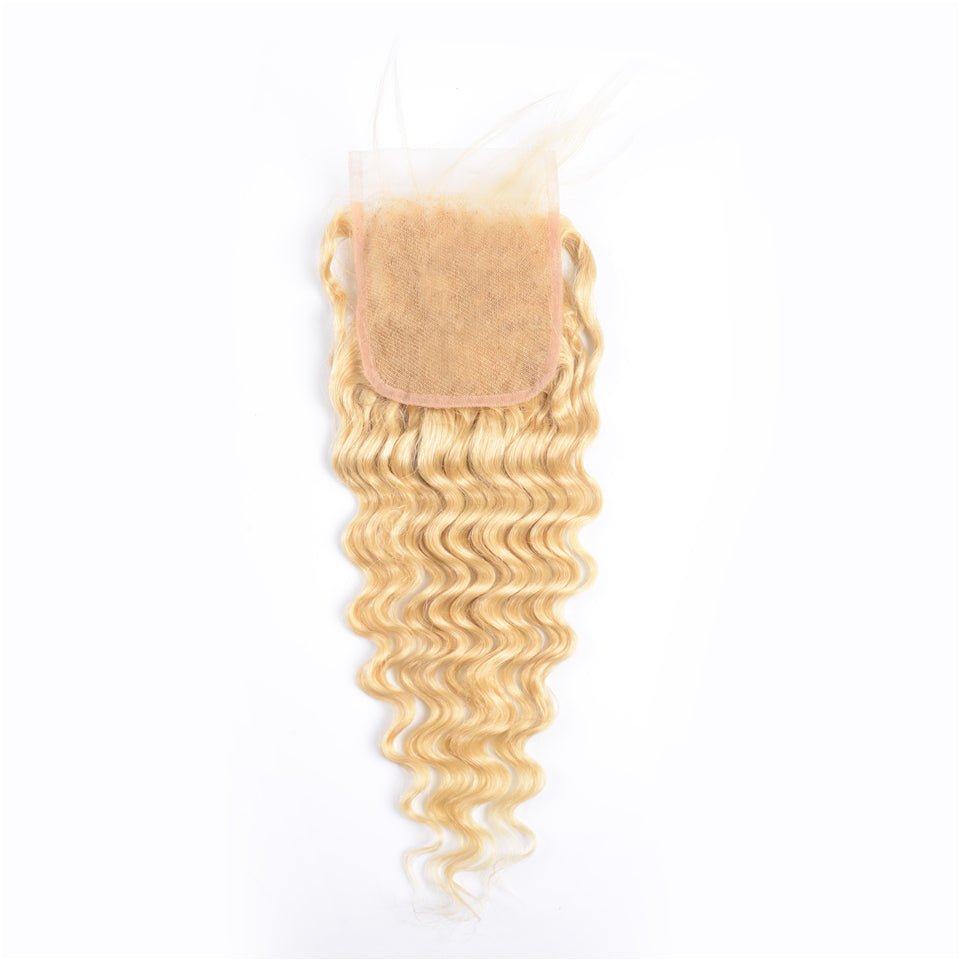 Vanlov Hair-Vanlov Hair 613 Blonde Virgin Human Hair 4X4 Closure Deep Wave
