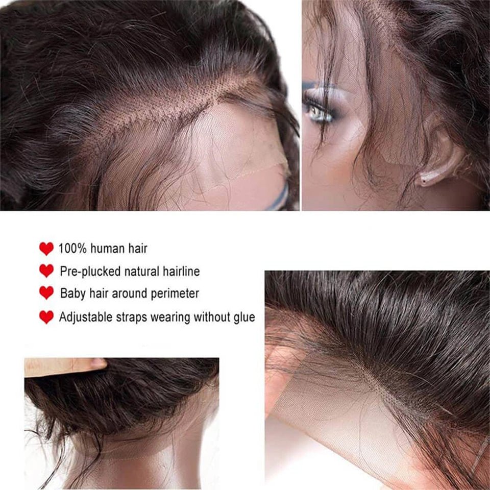 Vanlov Hair-Vanlov Hair Afforable Virgin Human Body Wave 360 Lace Frontal Wig 150% Density