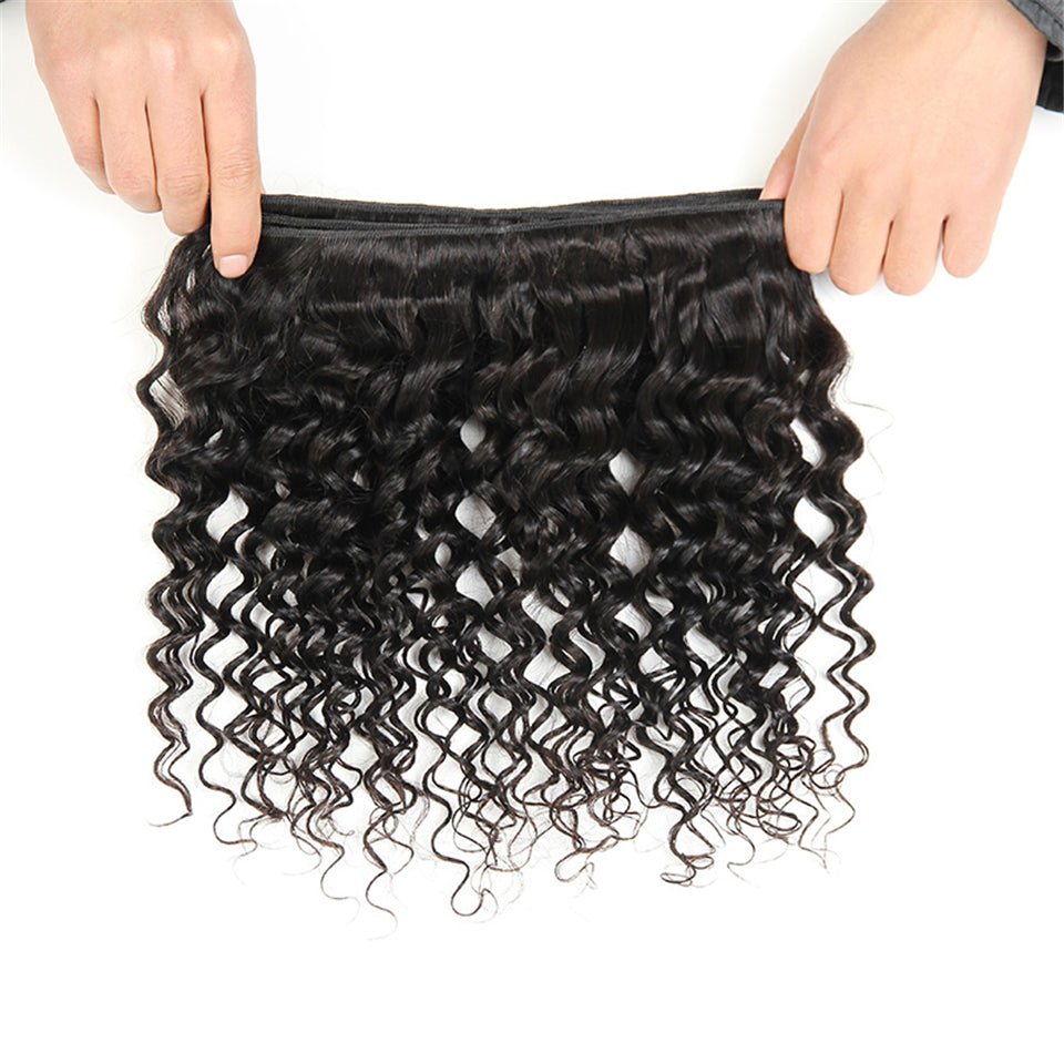 Vanlov Hair-Vanlov Hair Deep Wave 5 Bundles Natural Black Virgin Human Hair Bundles