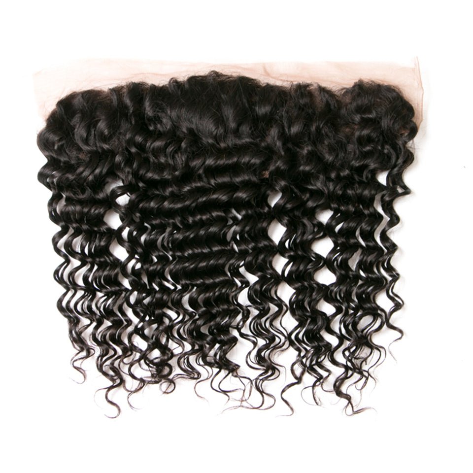 Vanlov Hair-Vanlov Hair Deep Wave Curly 13X4 Lace Frontal Pre Plucked 100% Human Virgin Hair