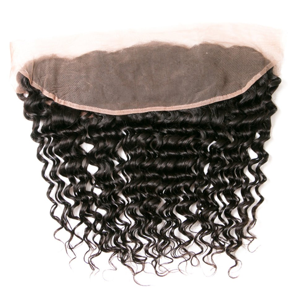 Vanlov Hair-Vanlov Hair Deep Wave Curly 13X4 Lace Frontal Pre Plucked 100% Human Virgin Hair