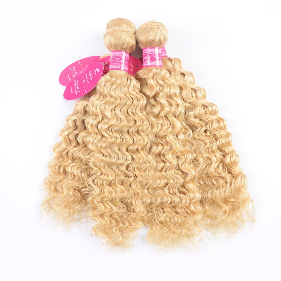 Vanlov Hair-Vanlov Hair Deep Wave Curly 4 Bundles/Lot Blonde Hair Bundles Virgin Human Hair