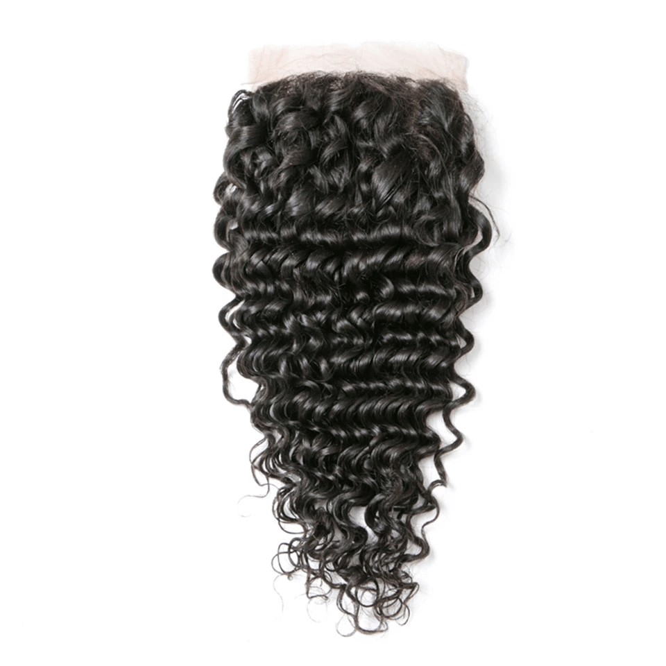 Vanlov Hair-Vanlov Hair Deep Wave Curly 4X4 Closure Free Part 100% Human Virgin Hair