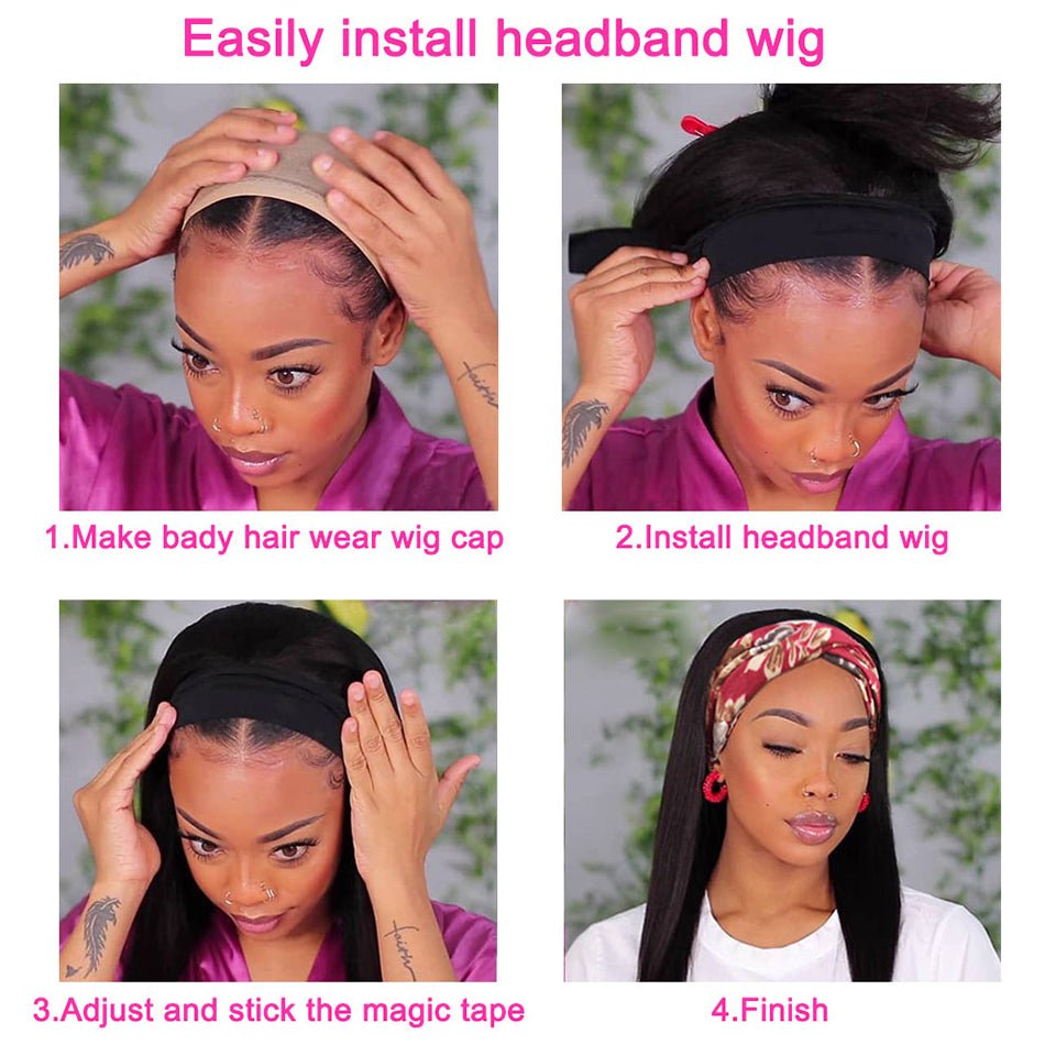 Vanlov Hair-Vanlov Hair Headband Wigs 150% Density Water Wave Virgin Human Hair Wigs