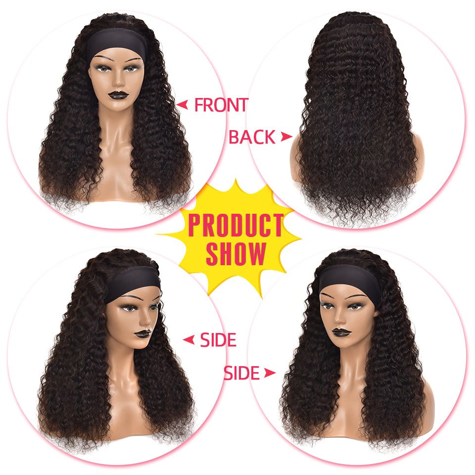 Vanlov Hair-Vanlov Hair Headband Wigs Deep Wave Virgin Human Hair Wigs 180% Density For Women
