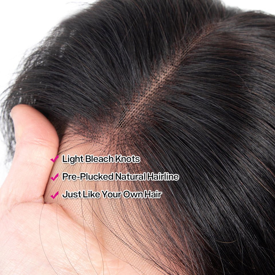 Vanlov Hair-Vanlov Hair Human Hair T Part Body Wave T Part Lace Front Wig Natural Black 10-40 inch