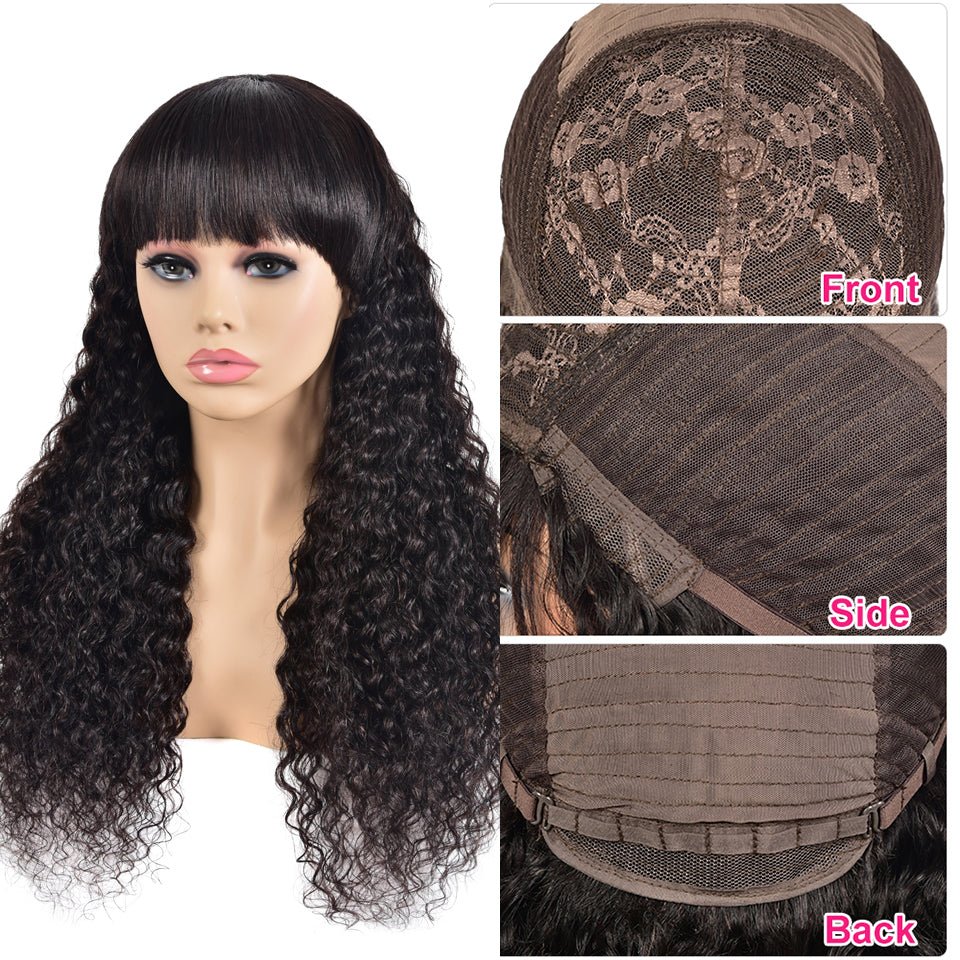 Vanlov Hair-Vanlov Hair Human Hair Wig With Baby Hair Water Wave Curly Machine Wigs 150% Density Wig