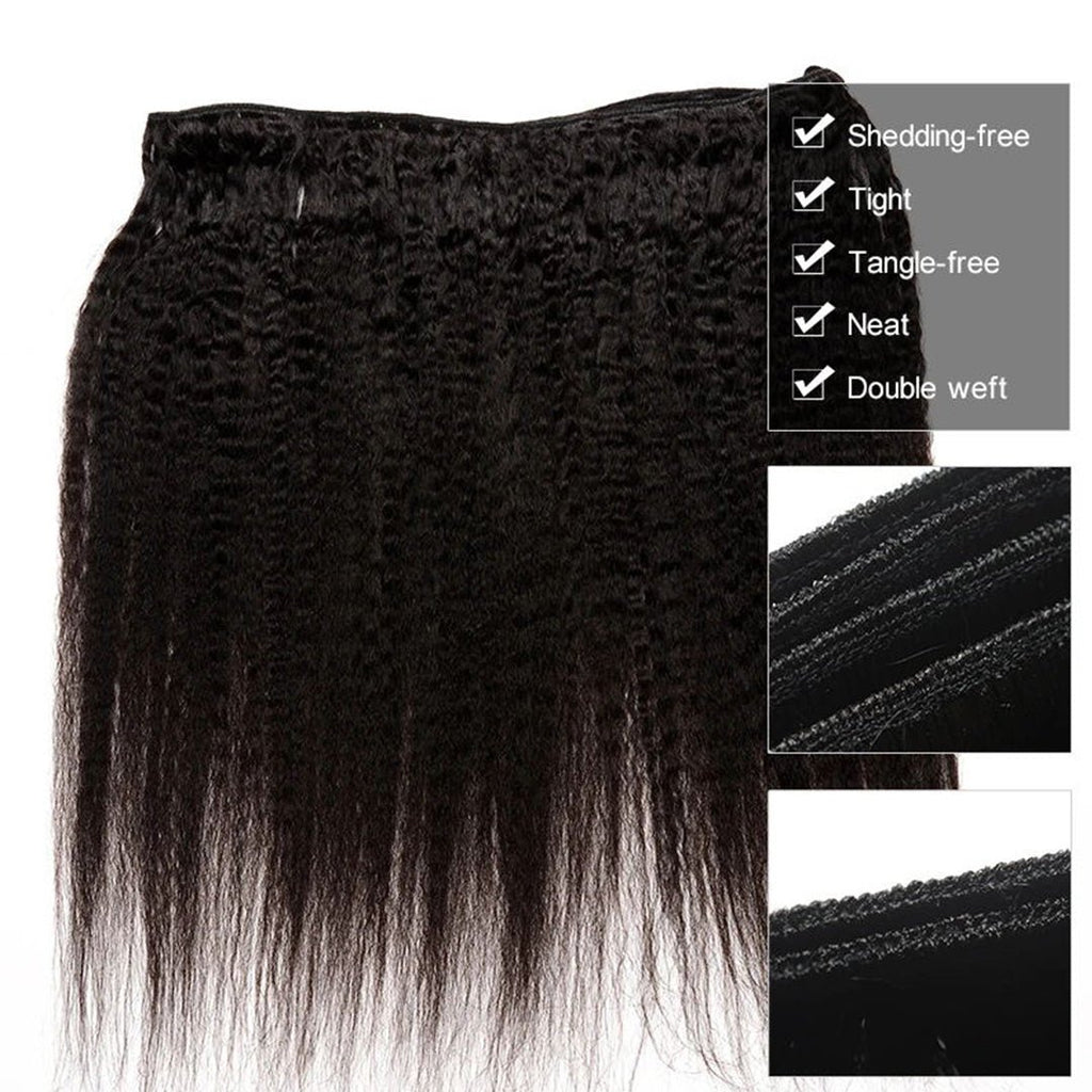 Vanlov Hair-Vanlov Hair Kinky Straight 4 Bundles With 13X4 Lace Frontal Affordable For Women