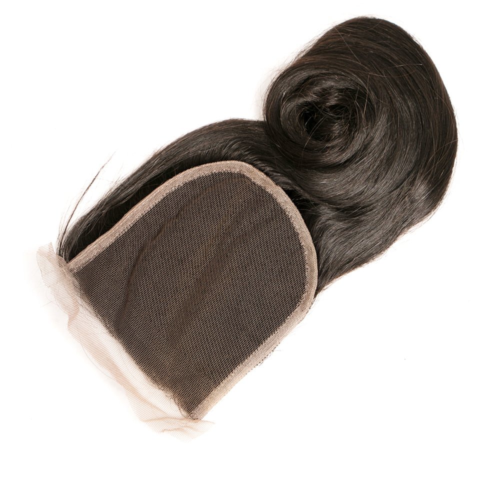Vanlov Hair-Vanlov Hair Loose Wave 4X4 Closure Free Part Virgin Human Hair Natural Black