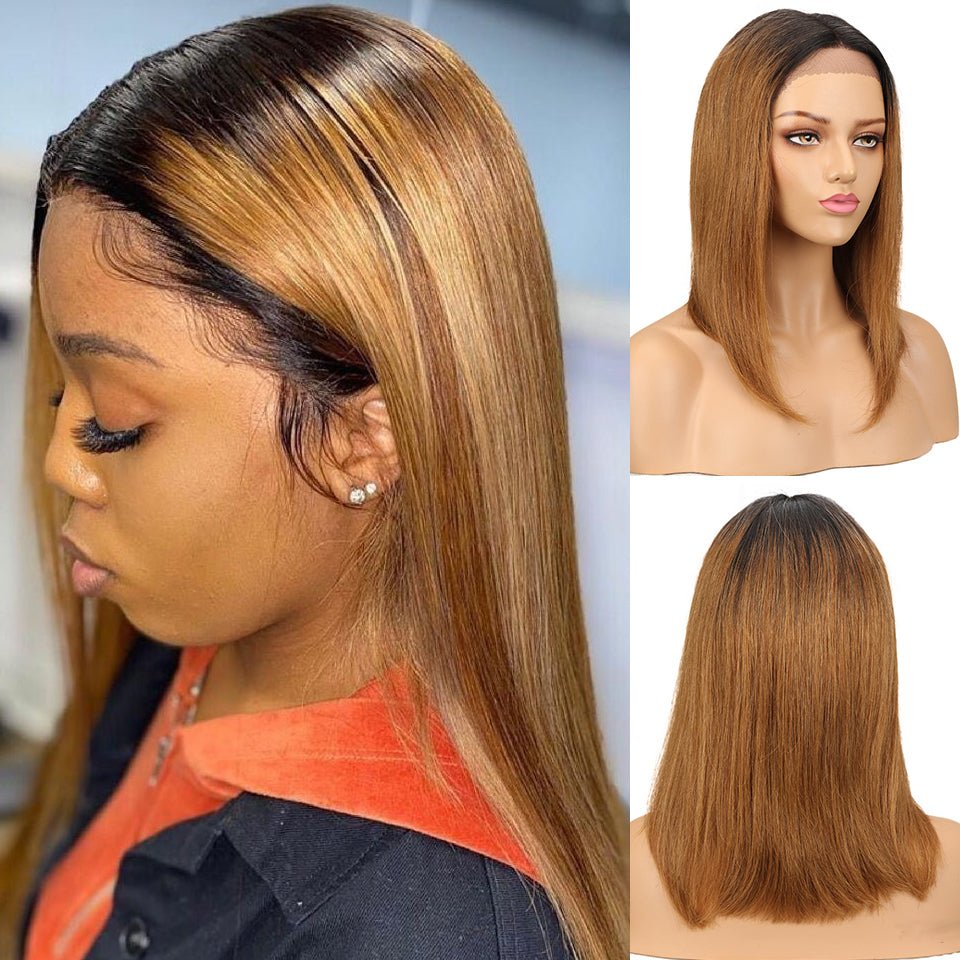 Vanlov Hair-Vanlov Hair Straight 13x4 Lace Front Human Hair Wigs T1B/30 Ombre Hair Wig For Women