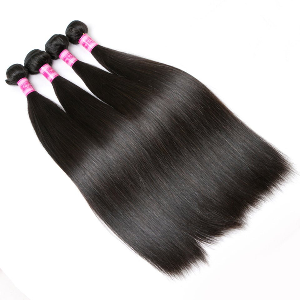 Vanlov Hair-Vanlov Hair Straight 4 Bundles With 13X4 Lace Frontal Affordable For Women