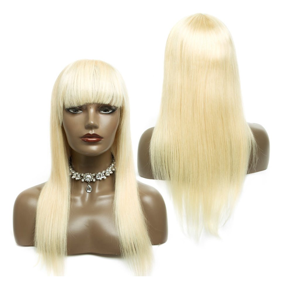 Vanlov Hair-Vanlov Hair Straight Human Hair Wigs With Bangs 613 Blonde Hair Glueless Wigs Brazilian Hair