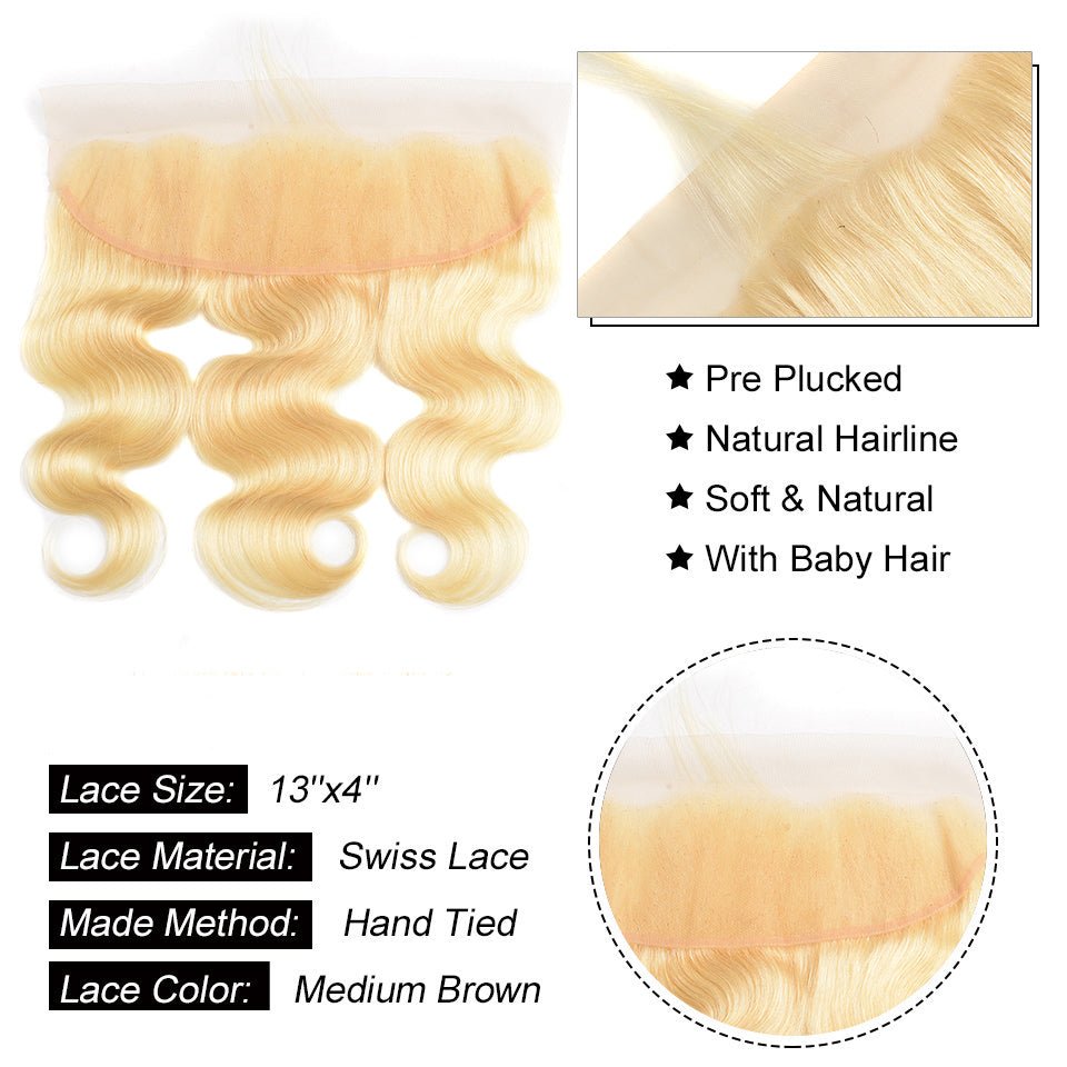 Vanlov Hair-Vanlov Hair Virgin Human Hair 613 Blonde 4 Bundles With 13X4 Lace Frontal Body Wave