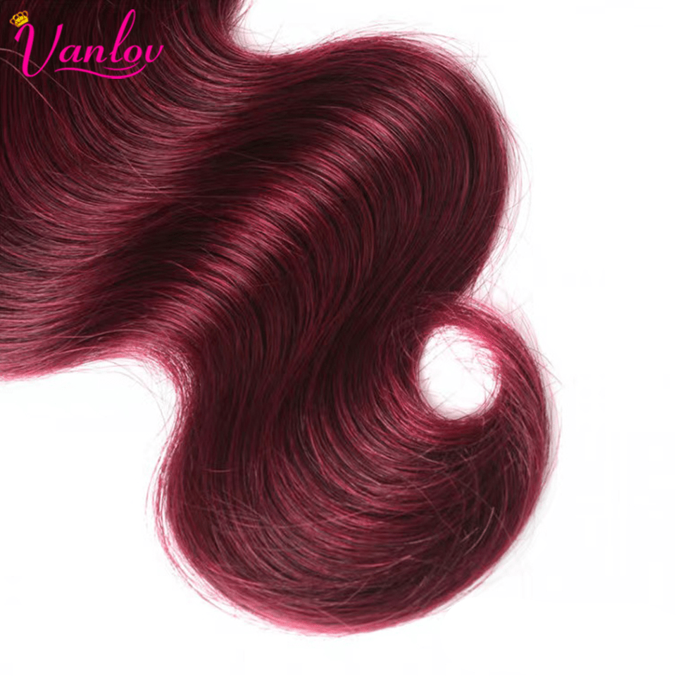 Vanlov Hair-Vanlov Hair Virgin Human Hair 99j Burgundy Body Wave 3 Bundles Human Hair Extensions