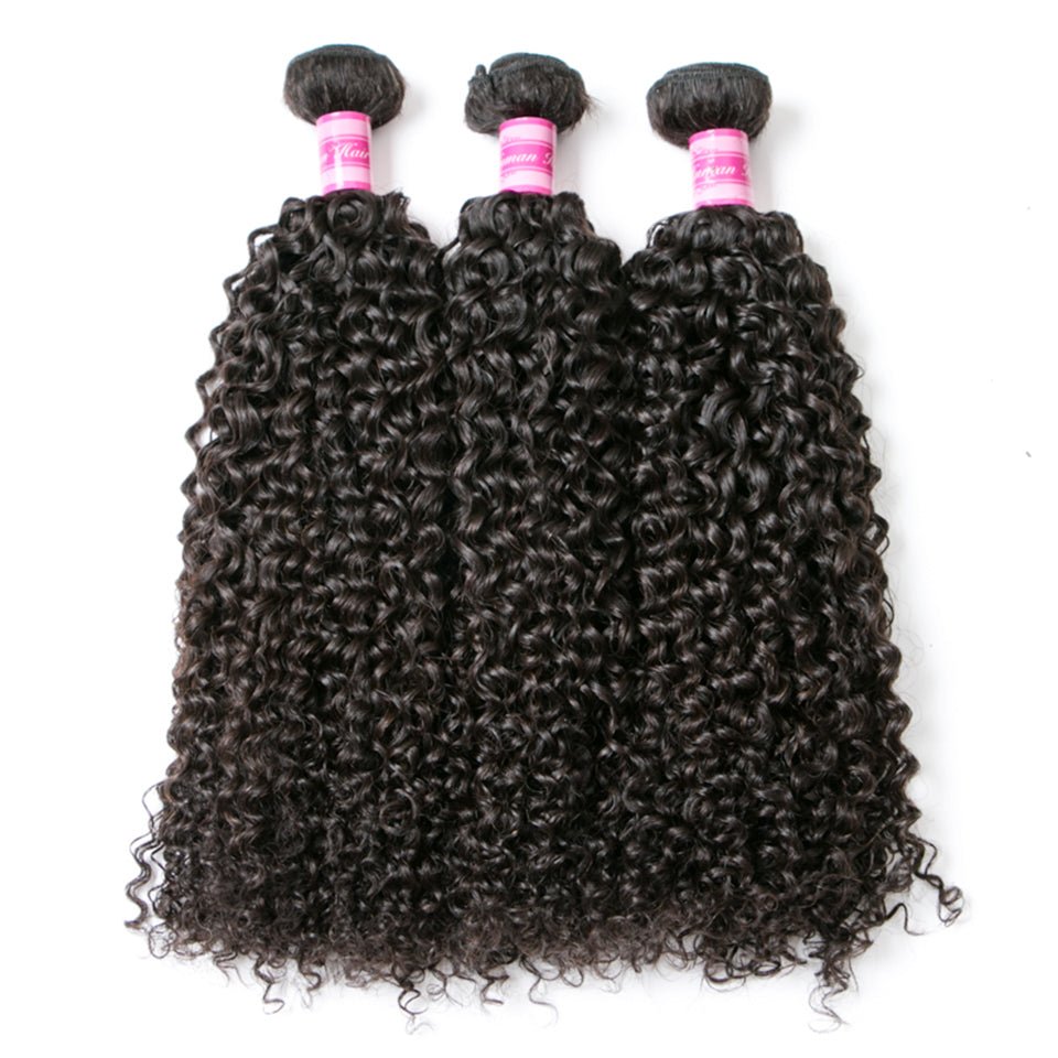 Vanlov Hair-Vanlov Hair Virgin Human Hair Kinky Curly 3 Bundles Natural Black