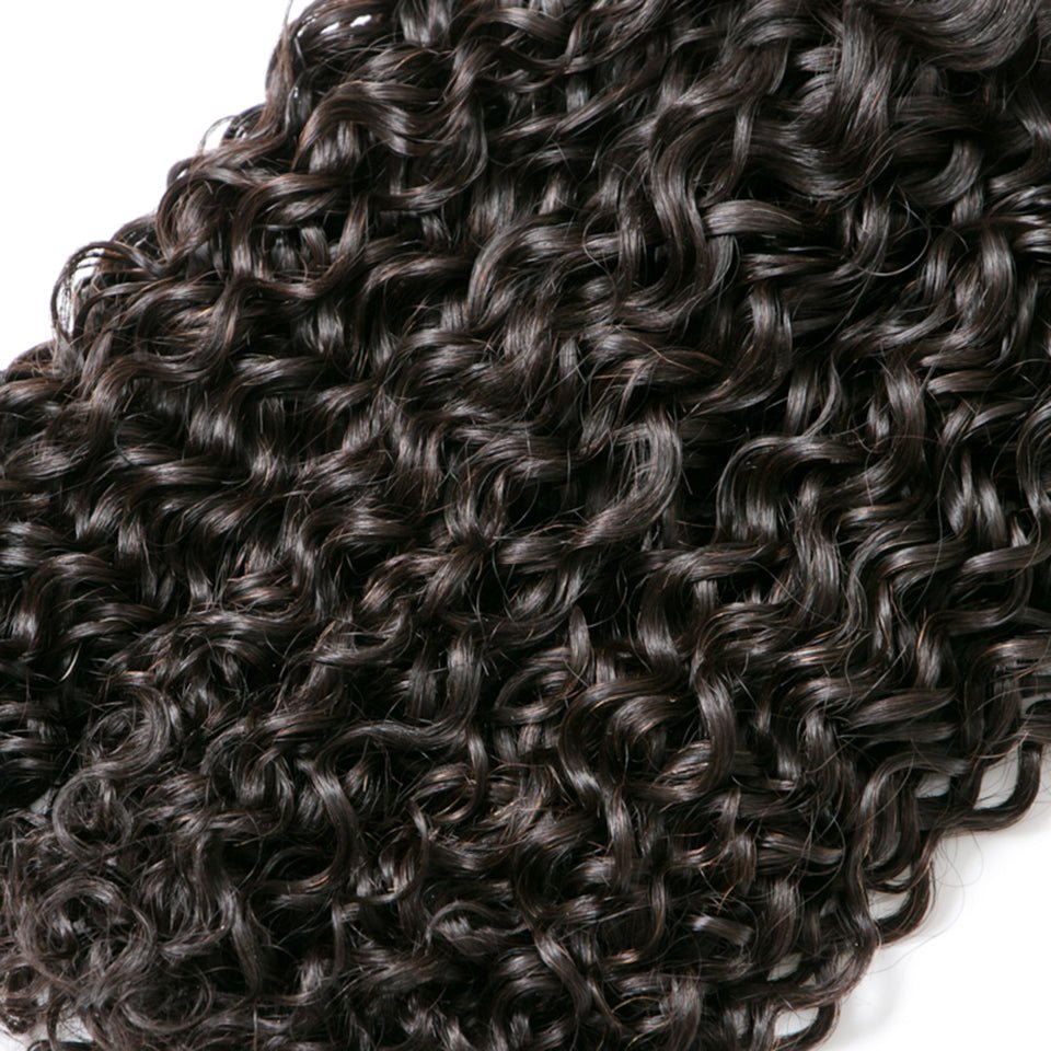 Vanlov Hair-Vanlov Hair Virgin Human Hair Water Wave 4 Bundles Natural Black