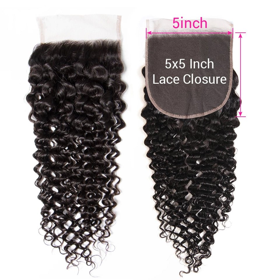 Vanlov Hair-Vanlov Hair Water Wave 3/4 Bundles With Lace Closure Pre Plucked Natural Hairline
