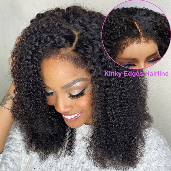 Vanlov Hair-Vanlov HD Transparent Lace Wig Kinky Curly Lace Front Wig Human Hair Wigs