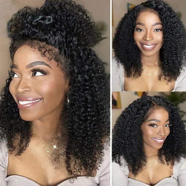 Vanlov Hair-Vanlov HD Transparent Lace Wig Kinky Curly Lace Front Wig Human Hair Wigs