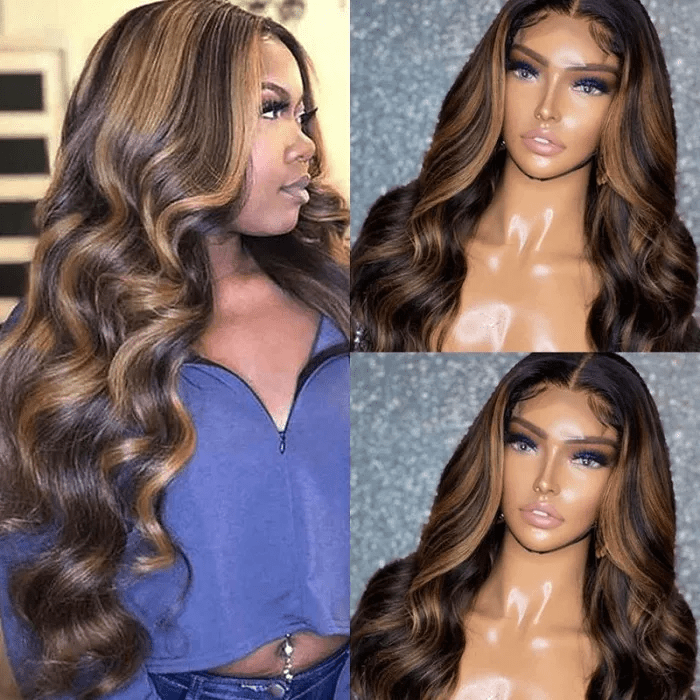 Vanlov Hair-Vanlov highlight Body Wave Lace Front Wigs Human Hair 4x4/5x5 HD Lace with Natural HairLine