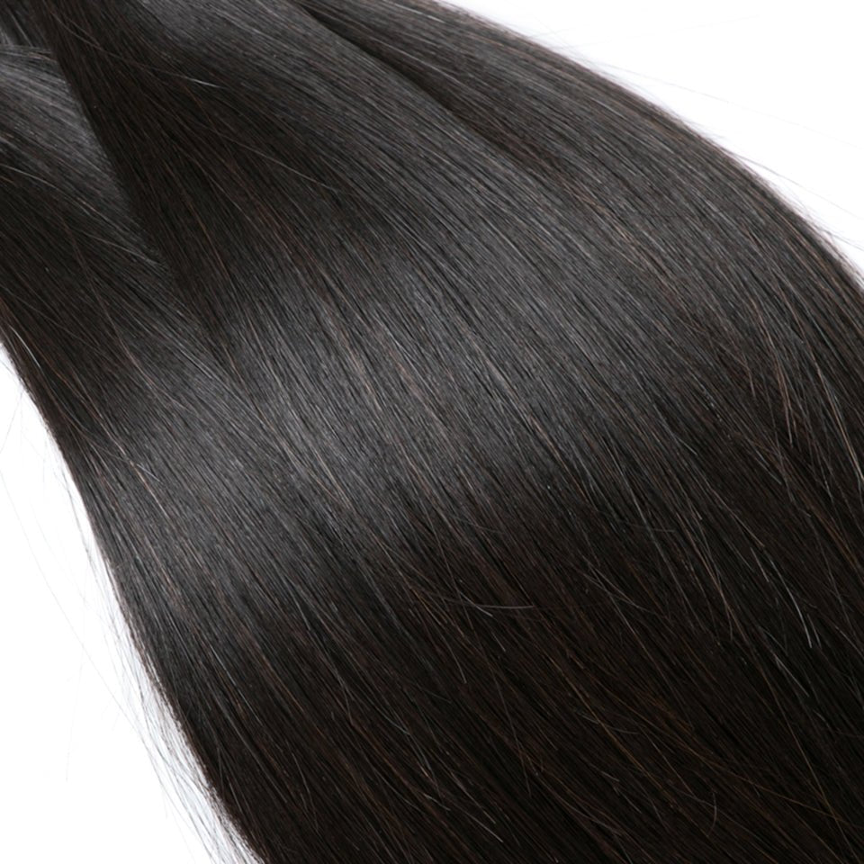 Vanlov Hair-Vanlov Human Hair Bundles Natural Black Straight 4 Bundles Thick Hair